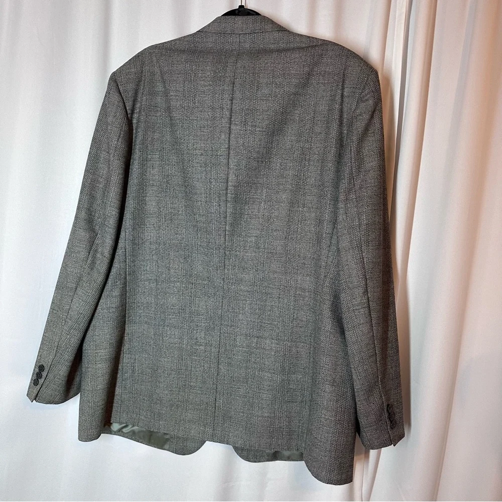 Vtg TALLIA Blazer Sport Coat 46R? Casual Jacket 100% Wool‎ Two Button Grey *READ
